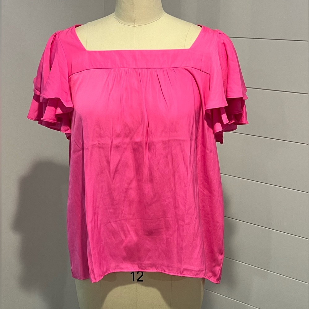 NWT Lily Pulitzer hot pink flounce sleeve top
